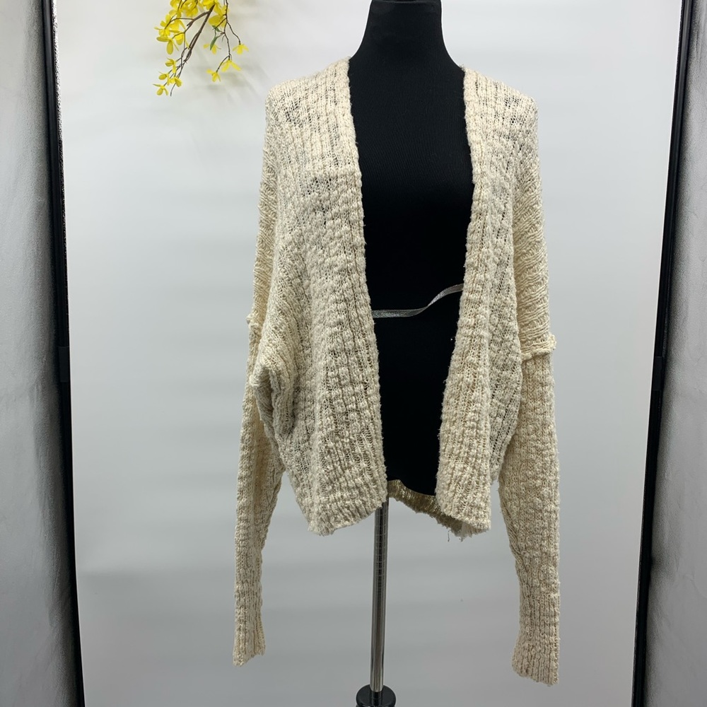 Free People oversized fluffy‎ Cotton cream sweater size M